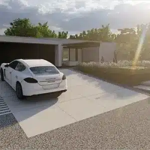 Strakke voortuin met oprit